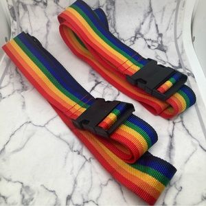 2 American Tourister Rainbow Luggage Straps Some Stains